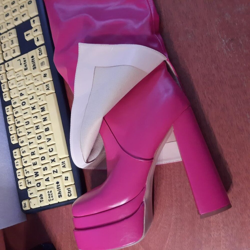 Azalea Wang Invisible Boot In Fuchsia Pink Sz7.5 … - image 4